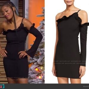 REVOLVE x LIKELY | JORDIE ONE-SLEEVE RUFFLE COCKTAIL DRESS SIZE 12